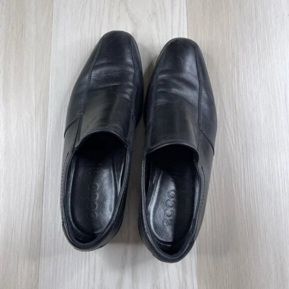 Ecco Mens Black Shoes Size 45 Leather Loafer Slip On - Picture 7 of 12
